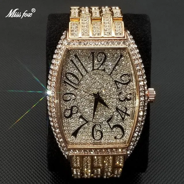 Men's Popular Tonneau Diamond Luxury Watch by Miss Fox