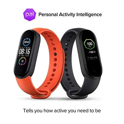 Mi Smart Band 5 – India’s No. 1 Fitness Band, 1.1-inch AMOLED Color Display, Magnetic Charging, 2 Weeks Battery Life, Personal Activity Intelligence (PAI), Women’s Health Tracking