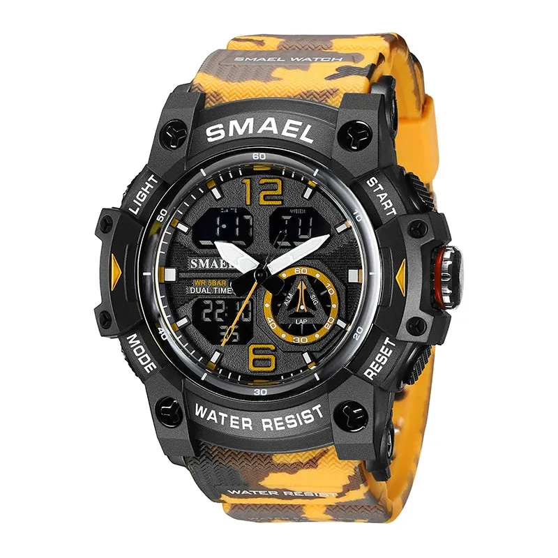 Military Sport Watches for Men 50m Waterproof  Digital LED Men Sports Wrist Watches 8007B Quartz Digital Dual Time Watch