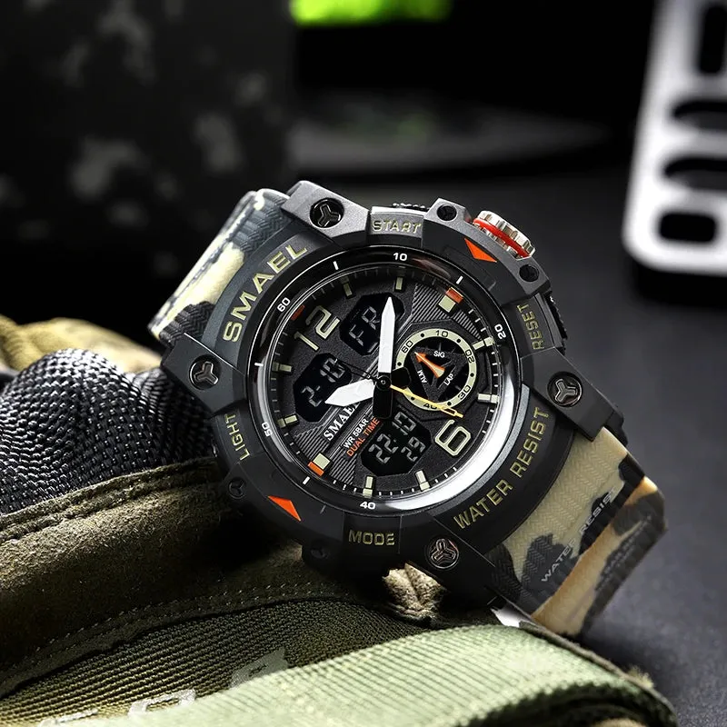 Military Sport Watches for Men 50m Waterproof  Digital LED Men Sports Wrist Watches 8007B Quartz Digital Dual Time Watch