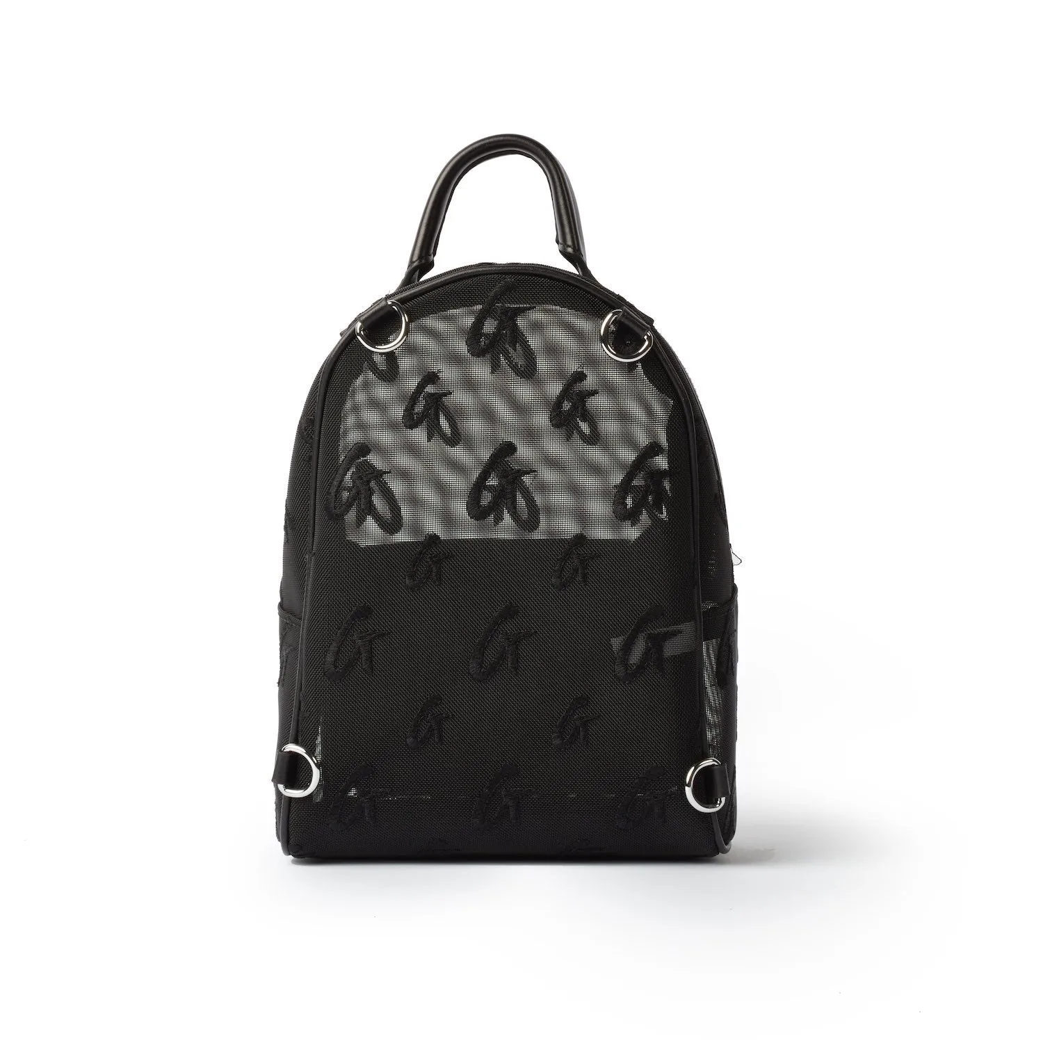 MINI MESH MONOGRAM BACKPACK - BLACK