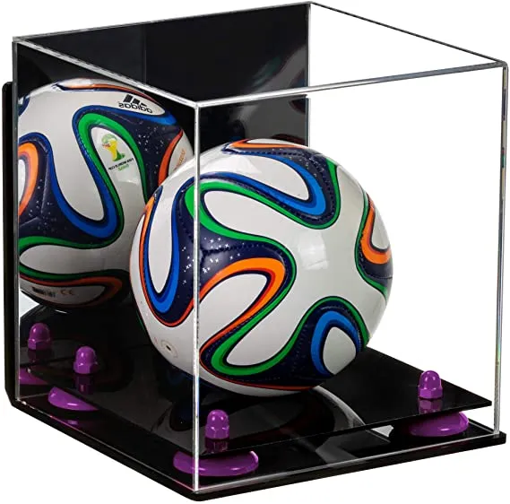 Mini/Miniature (not Full Size) Soccer Ball Display Case - Mirror Wall Mounts (B03/A015)