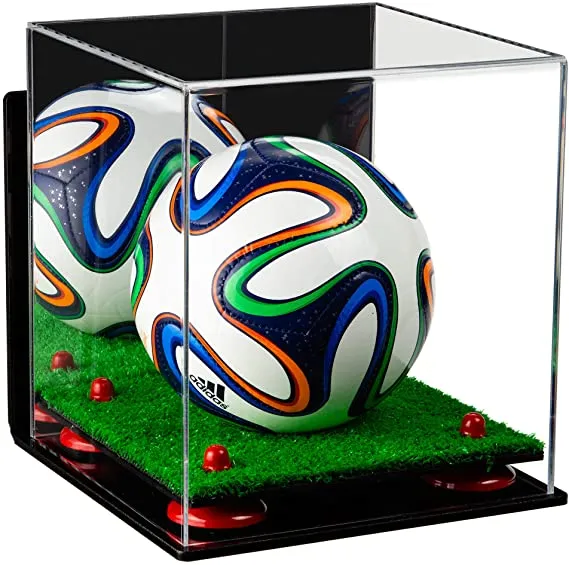 Mini/Miniature (not Full Size) Soccer Ball Display Case - Mirror Wall Mounts (B03/A015)