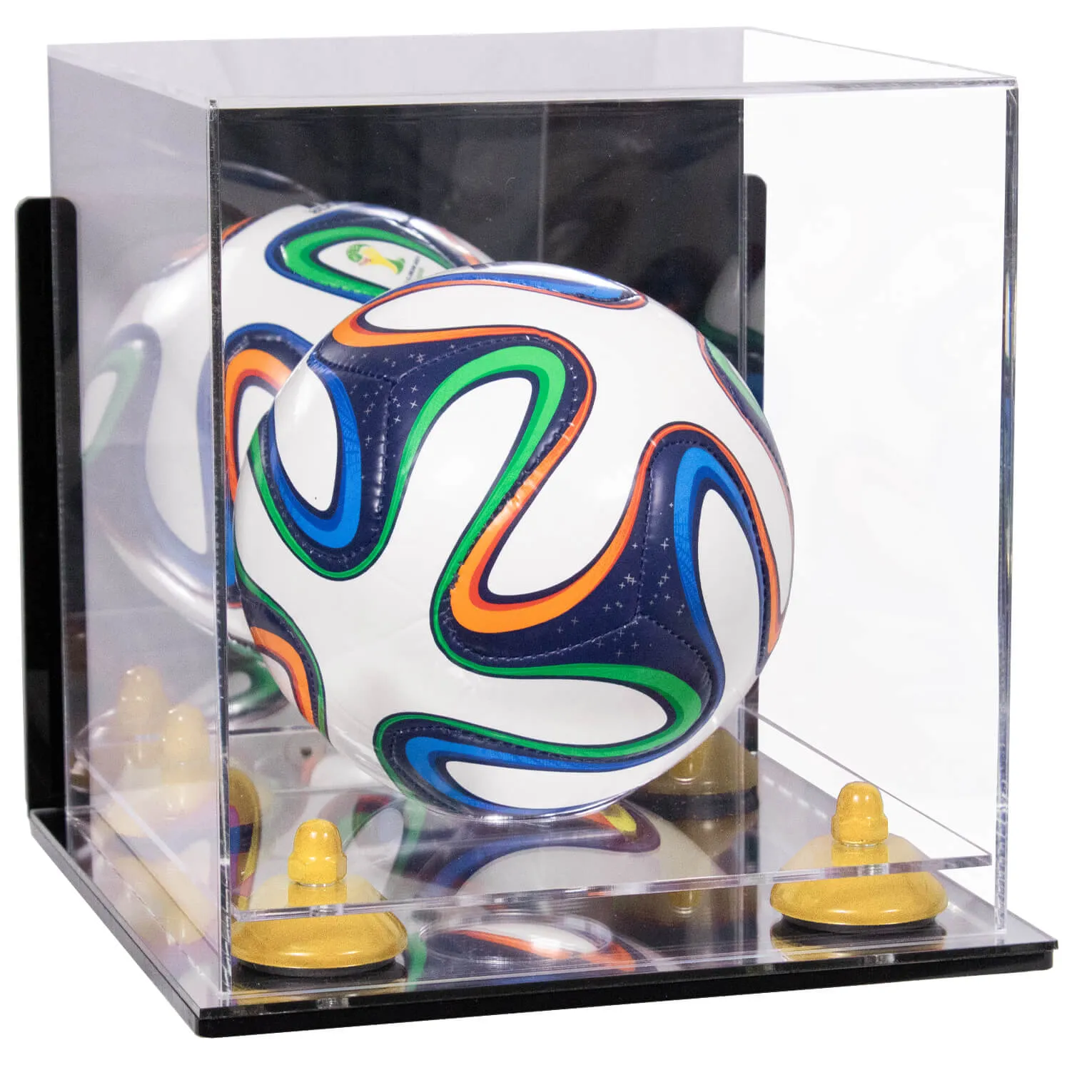 Mini/Miniature (not Full Size) Soccer Ball Display Case - Mirror Wall Mounts (B03/A015)