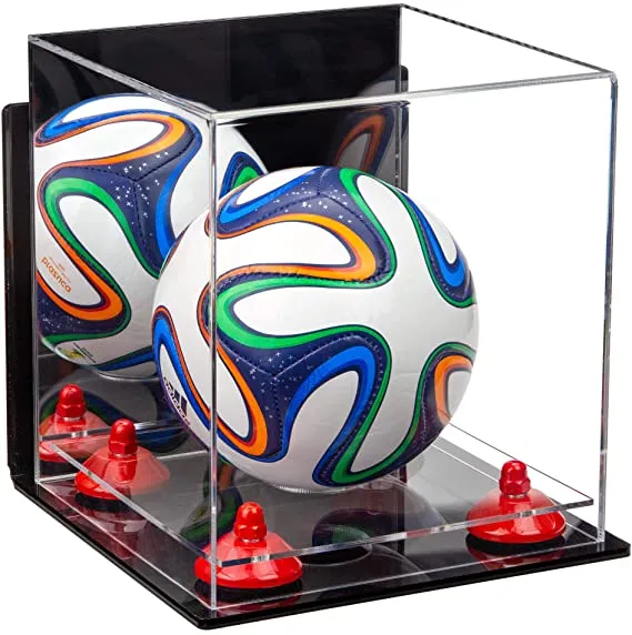 Mini/Miniature (not Full Size) Soccer Ball Display Case - Mirror Wall Mounts (B03/A015)