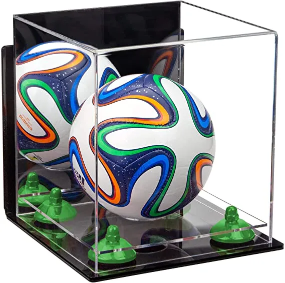 Mini/Miniature (not Full Size) Soccer Ball Display Case - Mirror Wall Mounts (B03/A015)