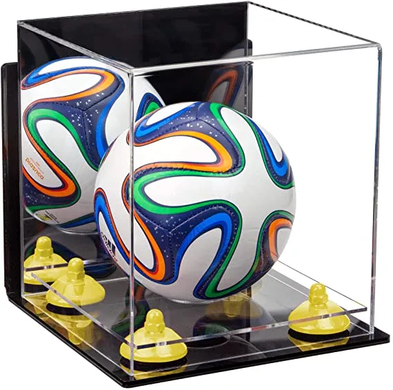 Mini/Miniature (not Full Size) Soccer Ball Display Case - Mirror Wall Mounts (B03/A015)