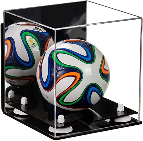 Mini/Miniature (not Full Size) Soccer Ball Display Case - Mirror Wall Mounts (B03/A015)