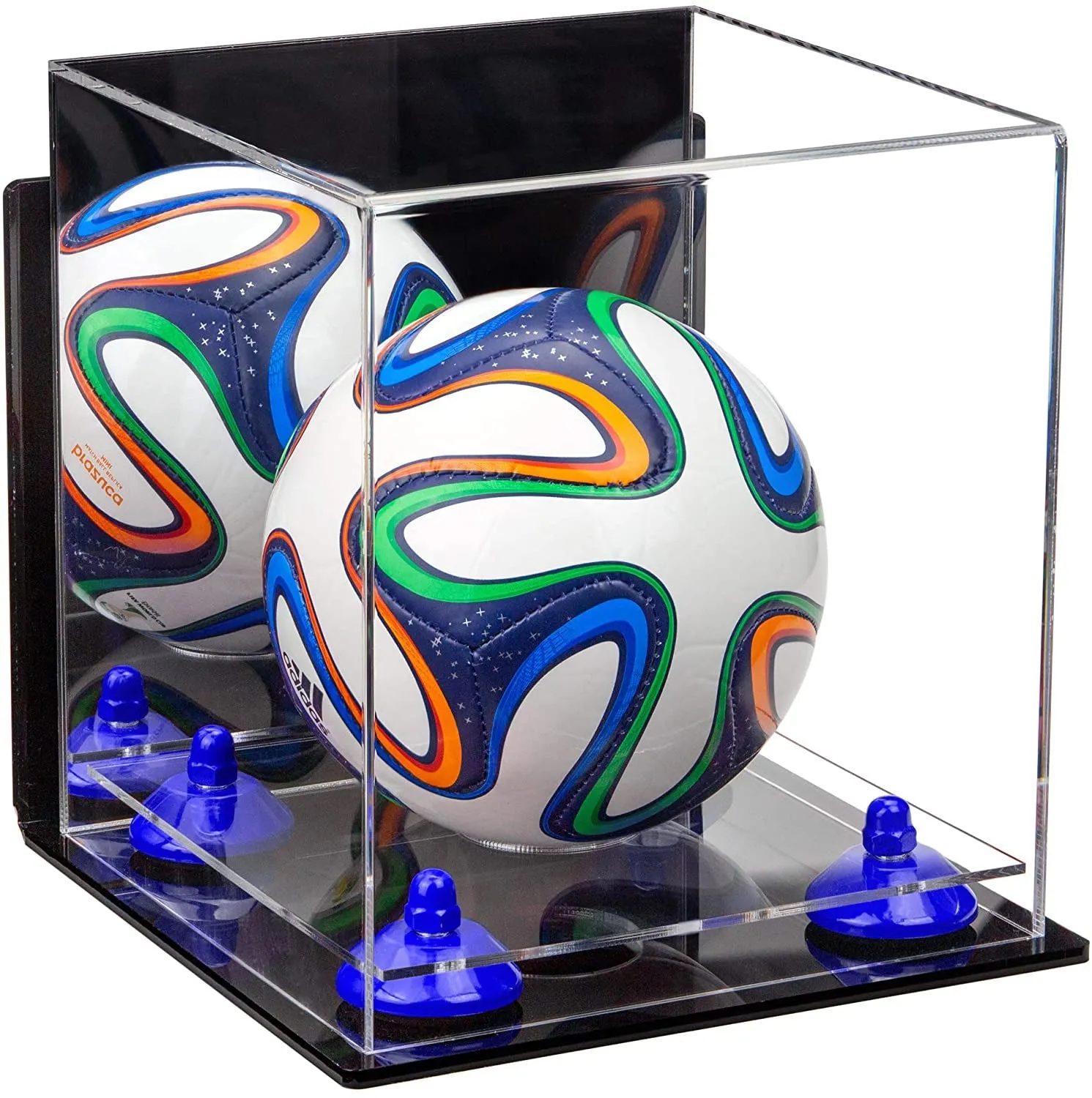 Mini/Miniature (not Full Size) Soccer Ball Display Case - Mirror Wall Mounts (B03/A015)