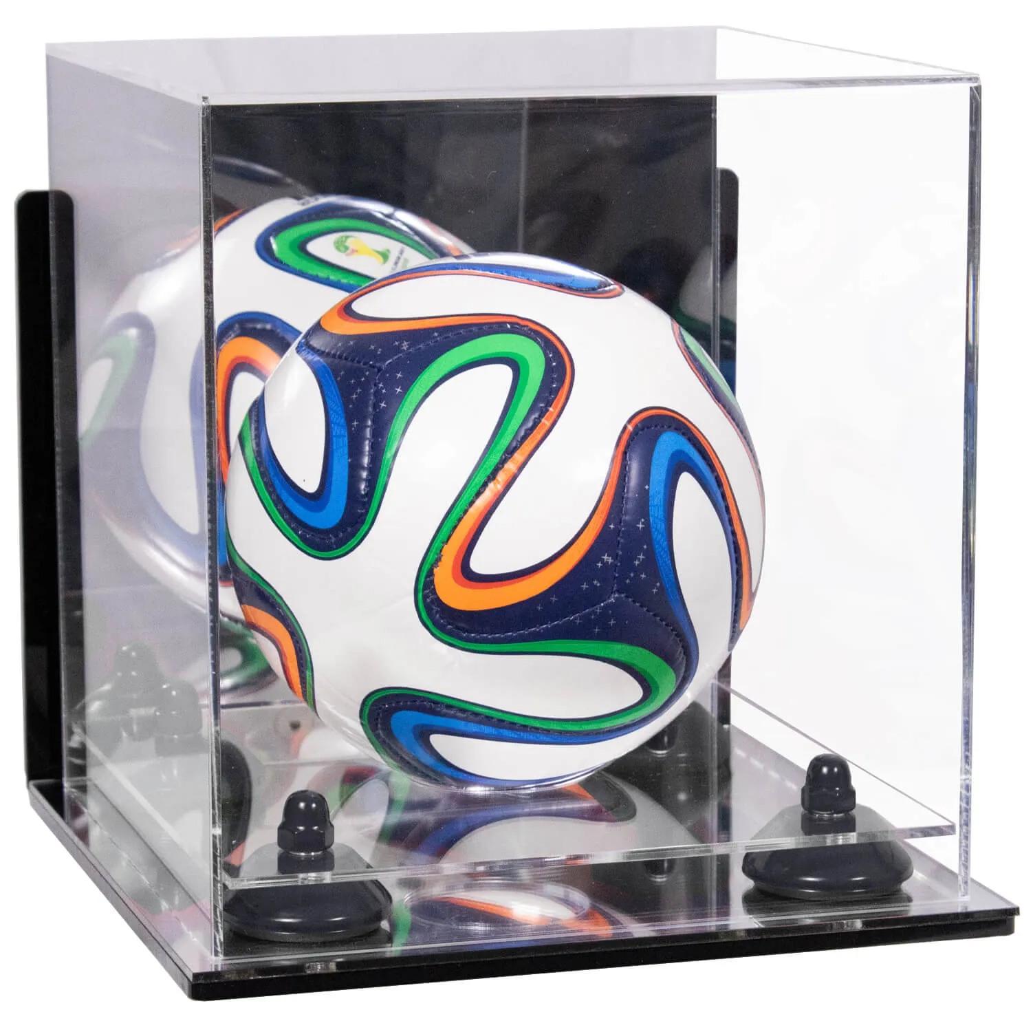 Mini/Miniature (not Full Size) Soccer Ball Display Case - Mirror Wall Mounts (B03/A015)