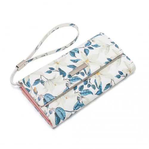 Miss Lulu Ladies' Flower Printed PU Leather Long Purse - Elegant Beige Women's Wallet