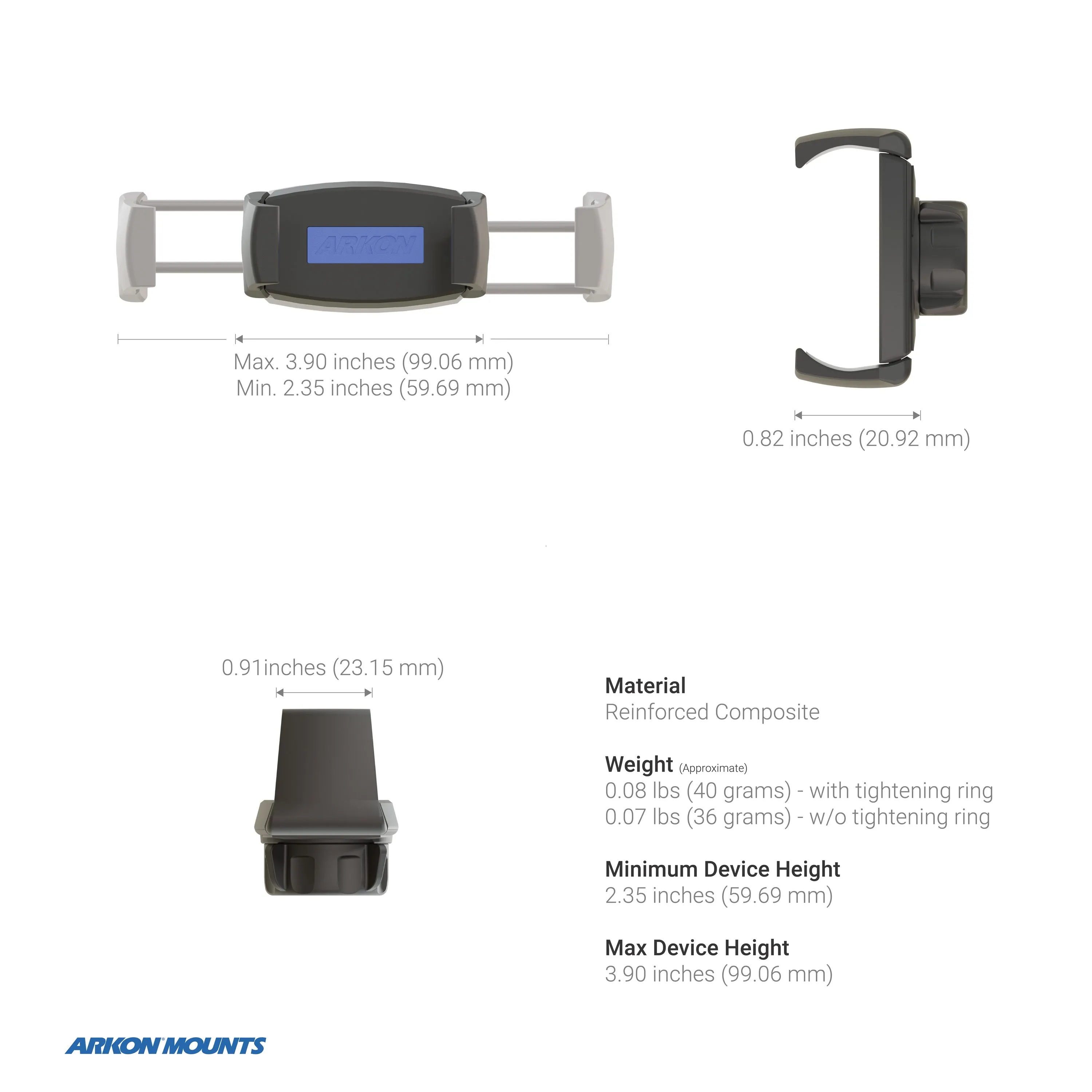 Mobile Grip 5 Phone Holder with Clamp Mount