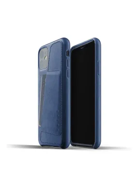 Mujjo Full Leather Wallet Case for iPhone 11 Monaco Blue