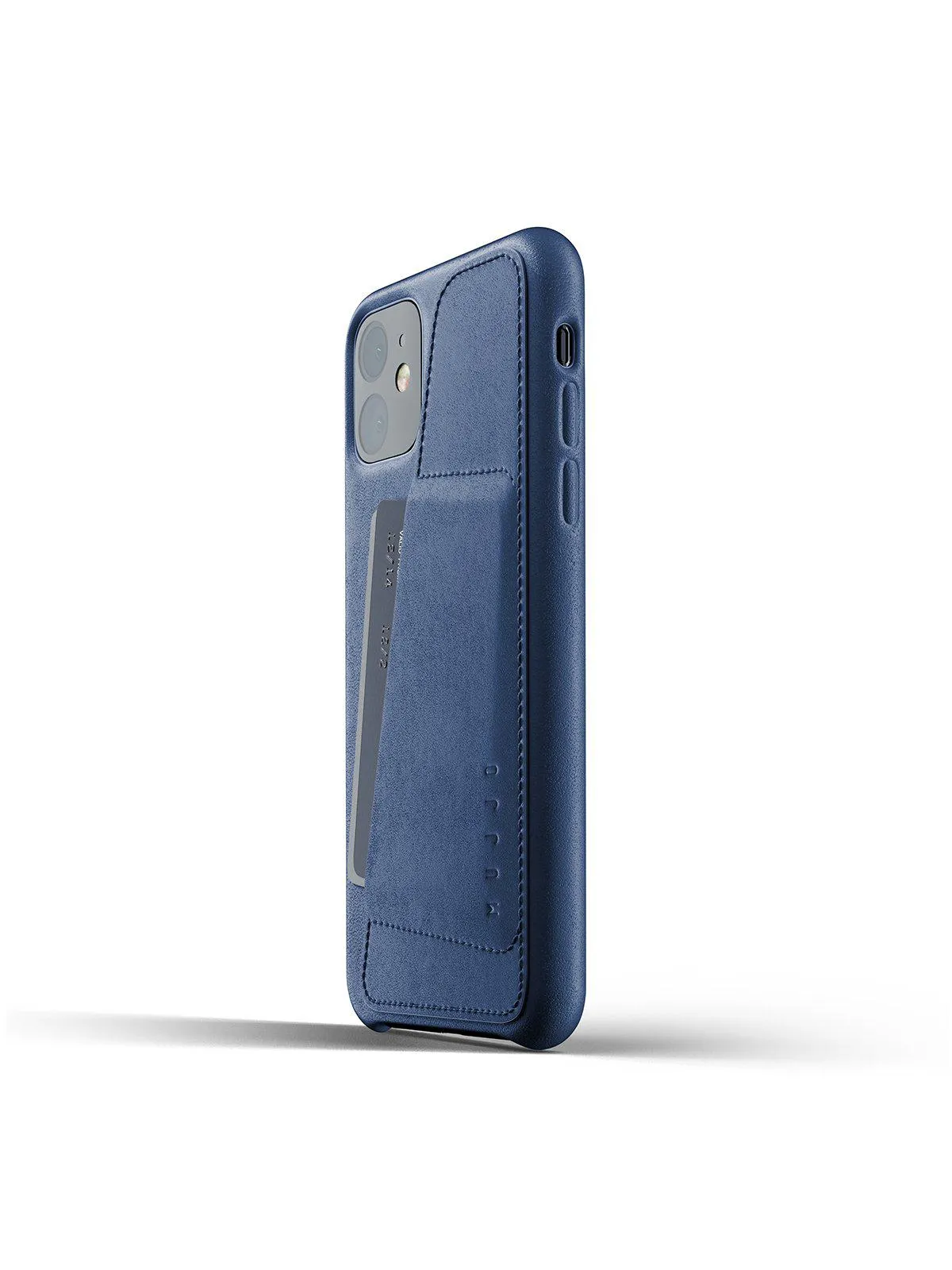 Mujjo Full Leather Wallet Case for iPhone 11 Monaco Blue