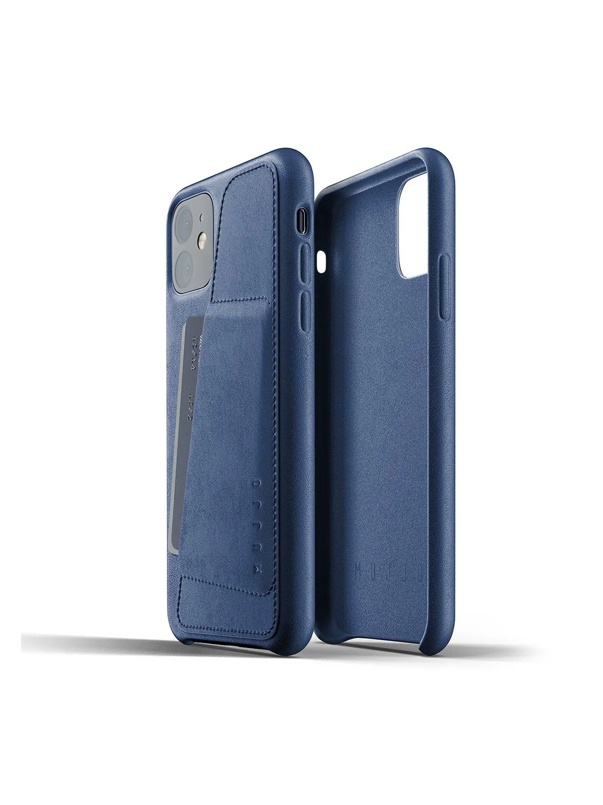 Mujjo Full Leather Wallet Case for iPhone 11 Monaco Blue