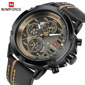 NAVIFORCE Mens Watches Top Brand Luxury Waterproof 24 hour Date Quartz Watch Man Leather Sport Wrist Watch Men Waterproof Clock