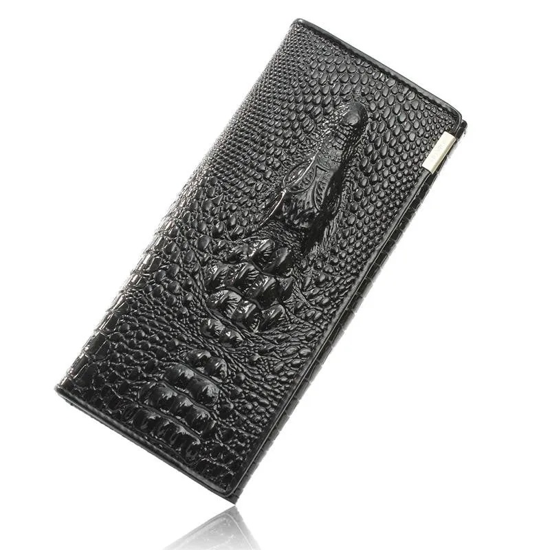 New Arrival 3D Crocodile Grain Women Long Wallets Genuine Leather Embossed Design Draw-out Type Female Wallet Clutch Purses Carteira