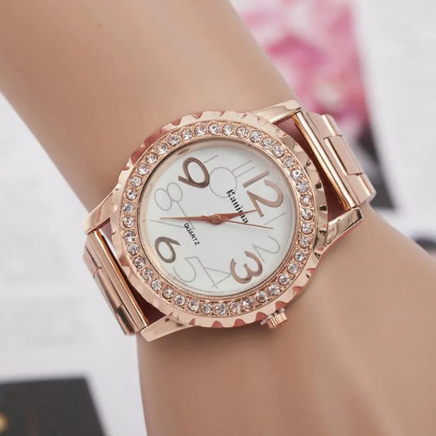 New Design Fashion Women watches Rhinestone Alloy band Analog Quartz Wrist Watch