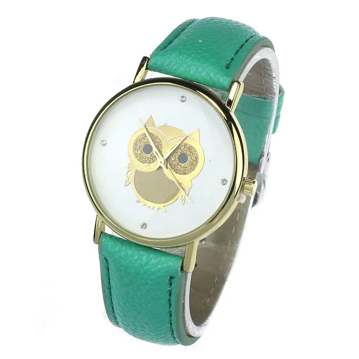 New Fashion Cartoon Owl Style Dress Gold Watch Women Clock Casual Wrist Watch Quartz Watches For Women Gift