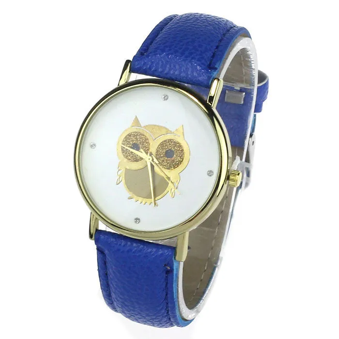 New Fashion Cartoon Owl Style Dress Gold Watch Women Clock Casual Wrist Watch Quartz Watches For Women Gift