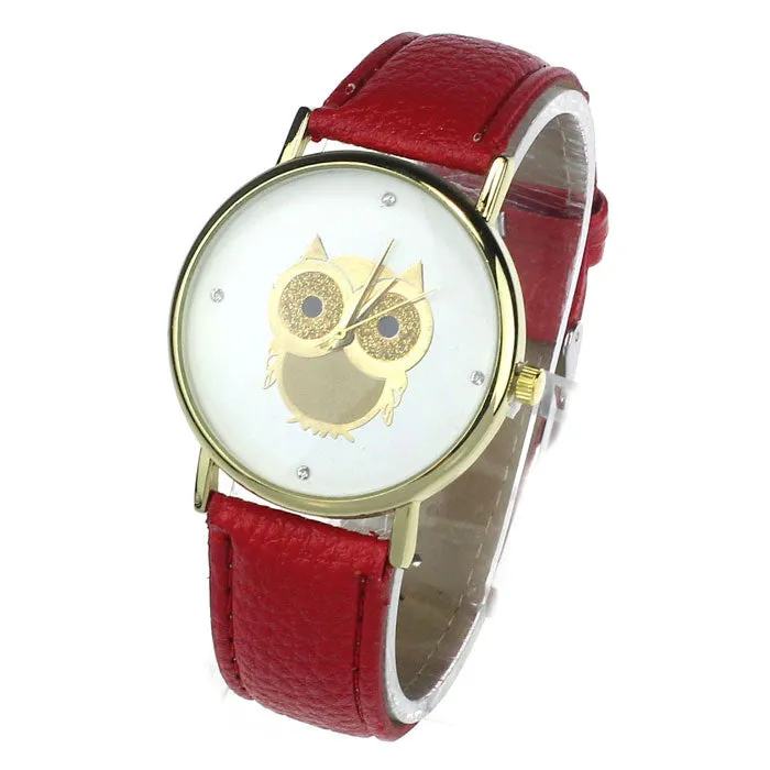 New Fashion Cartoon Owl Style Dress Gold Watch Women Clock Casual Wrist Watch Quartz Watches For Women Gift