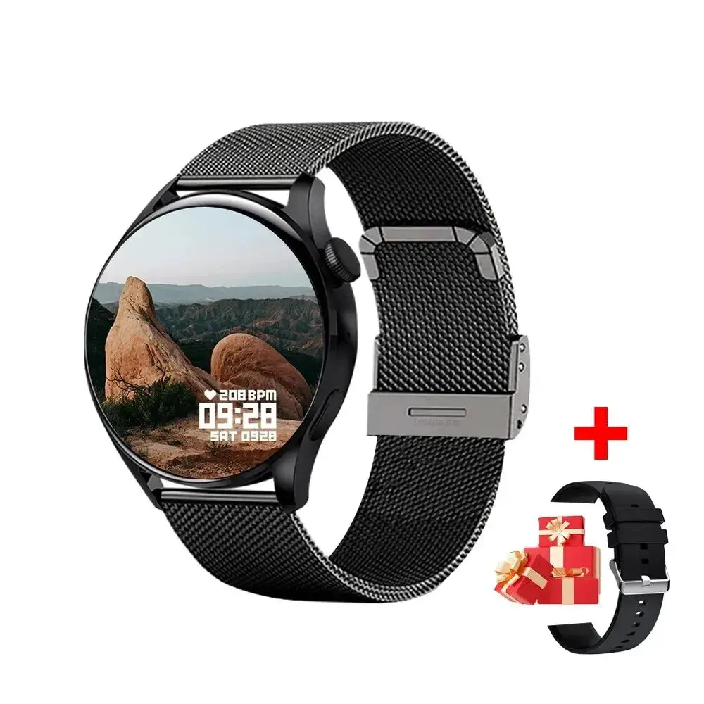 New Man Smartwatch GT5 Bluetooth Call Information Reminder Steps Calories Tracking Heart Rate Monitoring Round Smart Watch