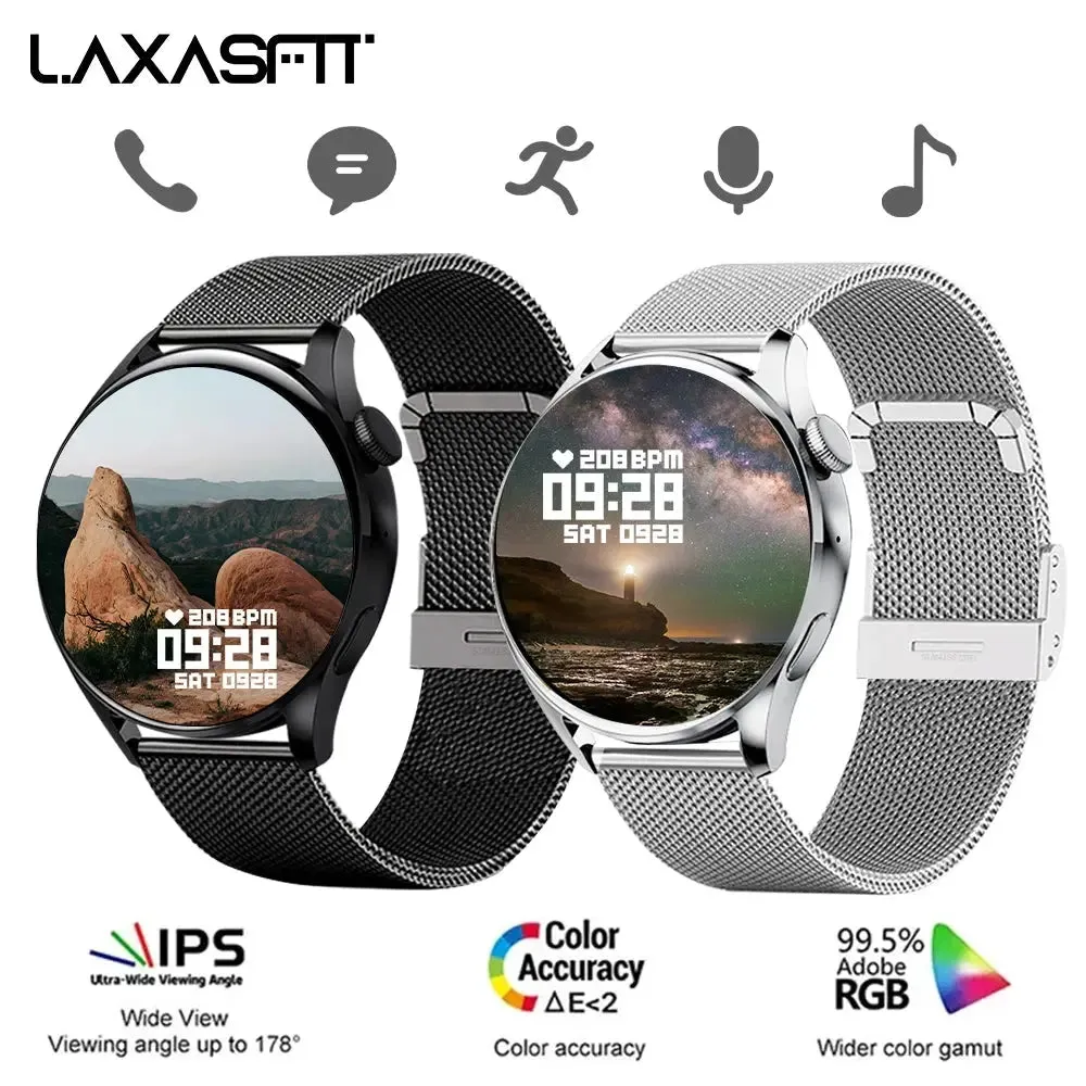 New Man Smartwatch GT5 Bluetooth Call Information Reminder Steps Calories Tracking Heart Rate Monitoring Round Smart Watch