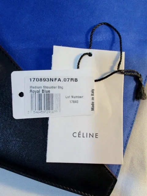 NEW NWT CELINE DIAMOND Purse MEDIUM Shoulder Bag ROYAL BLUE Suede Leather