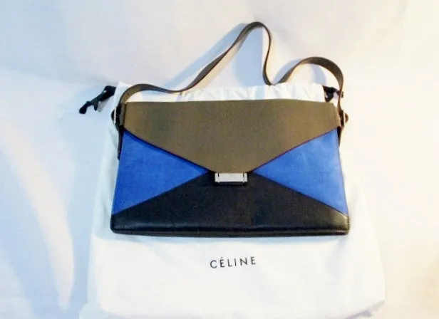 NEW NWT CELINE DIAMOND Purse MEDIUM Shoulder Bag ROYAL BLUE Suede Leather