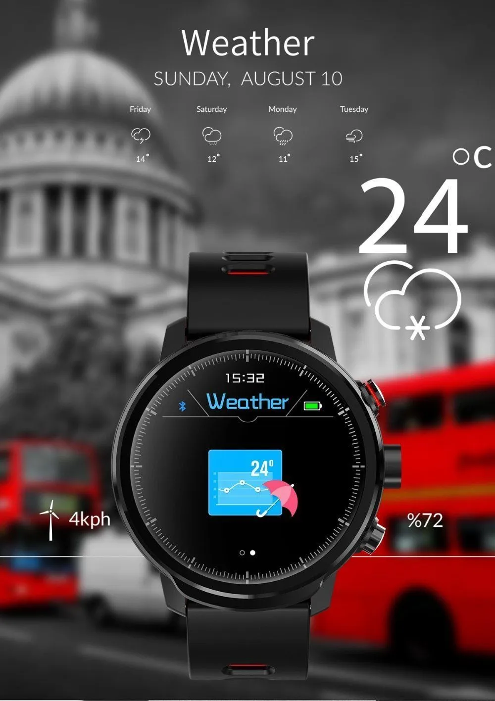 New Smart Watch IP68 Waterproof Multi-Sport Mode Heart Rate Monitoring Weather Forecast Smartwatch