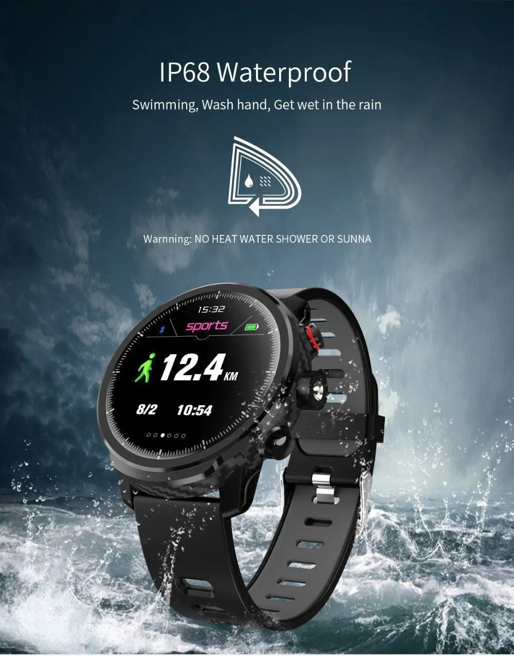 New Smart Watch IP68 Waterproof Multi-Sport Mode Heart Rate Monitoring Weather Forecast Smartwatch