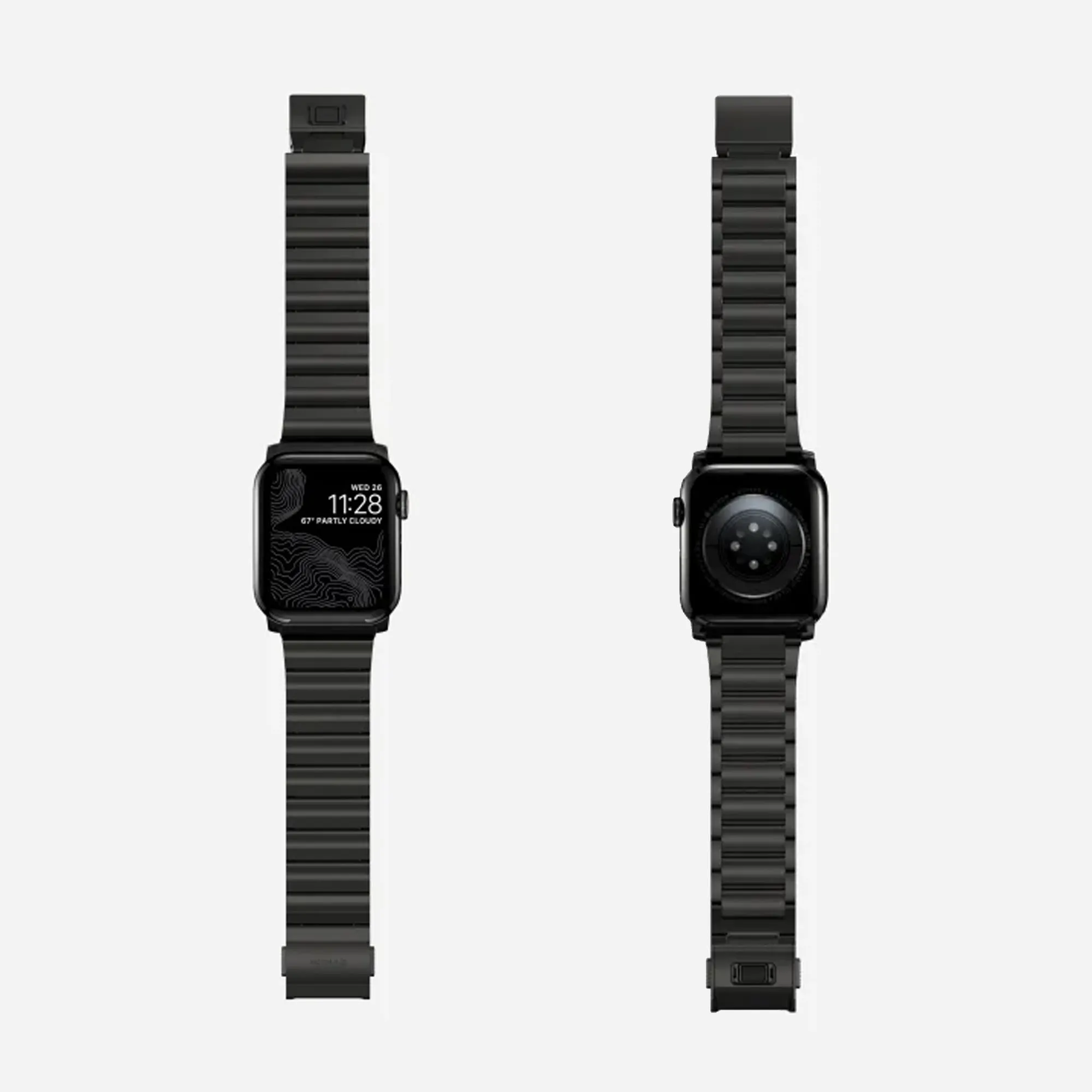 Nomad Stainless Steel Band (Version 2) for Apple Watch 41 - 40 -  38 mm (Series 8 - SE - 7 - 6 - 5 - 4 - 3 - 2 ) - Graphite ( Barcode: 856500011790 )