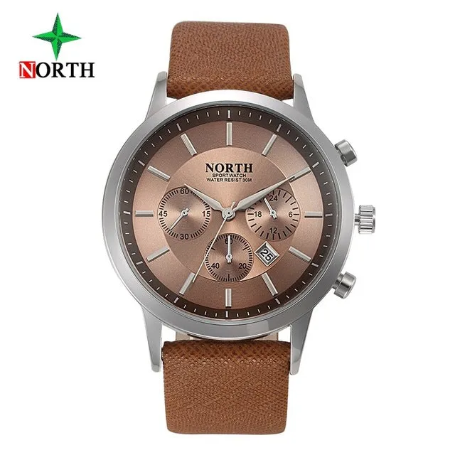 North Luxury Men Watches 2017 Waterproof Genuine Leather Fashion Casual Wristwatch Man Business Sport Clock Classic Blue 6009