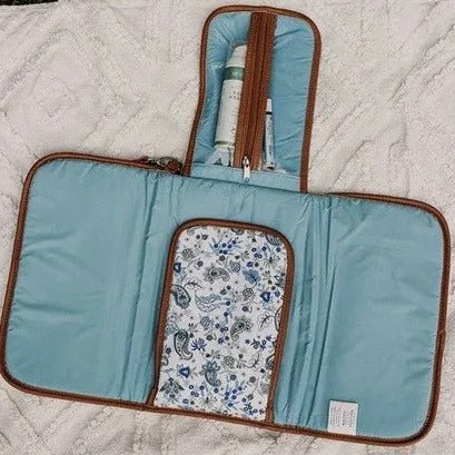 OiOi Travel Change Mat - Blue Paisley & Tan