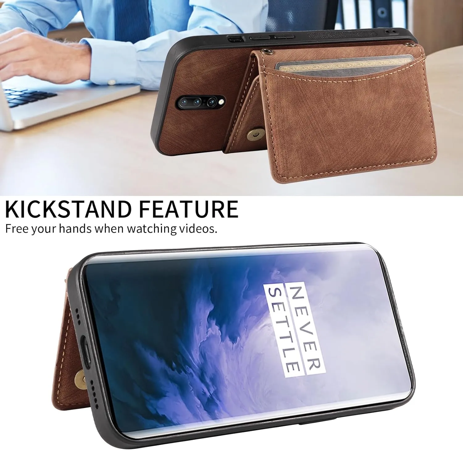 OnePlus 7 Pro Wallet Cover Crossbody Shoulder Strap and Leather Credit Card Holder