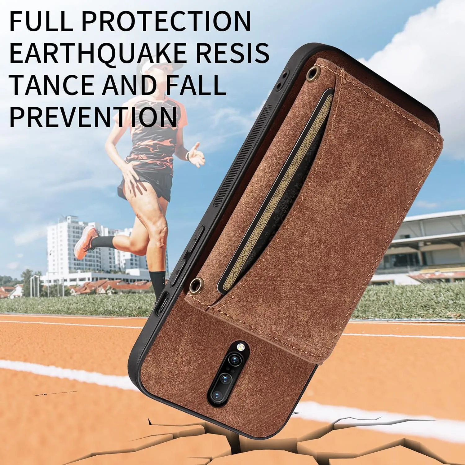 OnePlus 7 Pro Wallet Cover Crossbody Shoulder Strap and Leather Credit Card Holder