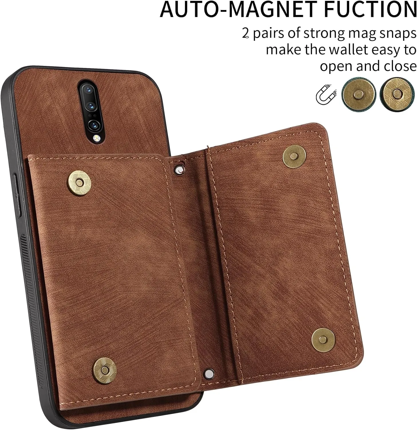 OnePlus 7 Pro Wallet Cover Crossbody Shoulder Strap and Leather Credit Card Holder