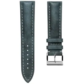 Ostend Thick Padded Leather Watch Strap - Patina Blue Jeans