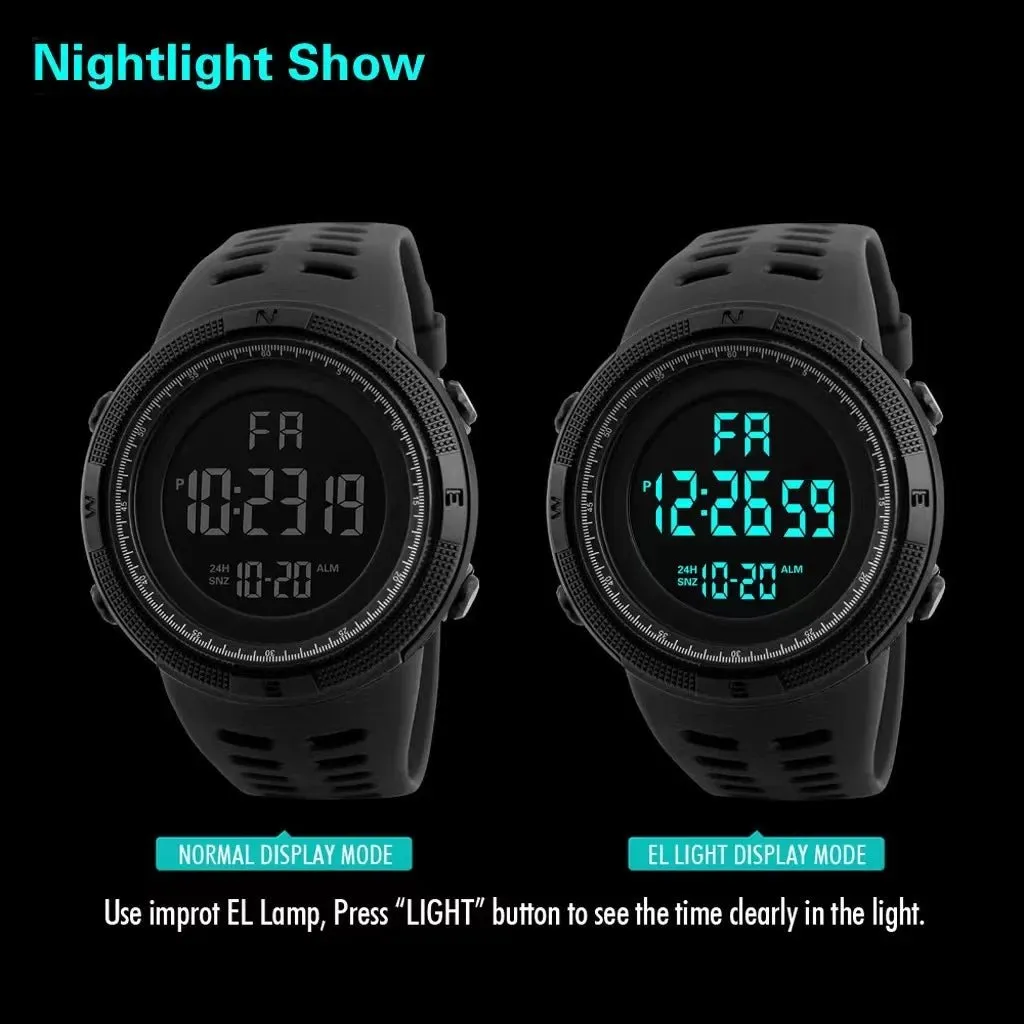 Outdoor multifunctional luminous sports watch internet celebrity adult student male 1251 electronic watch fashionable LED watch