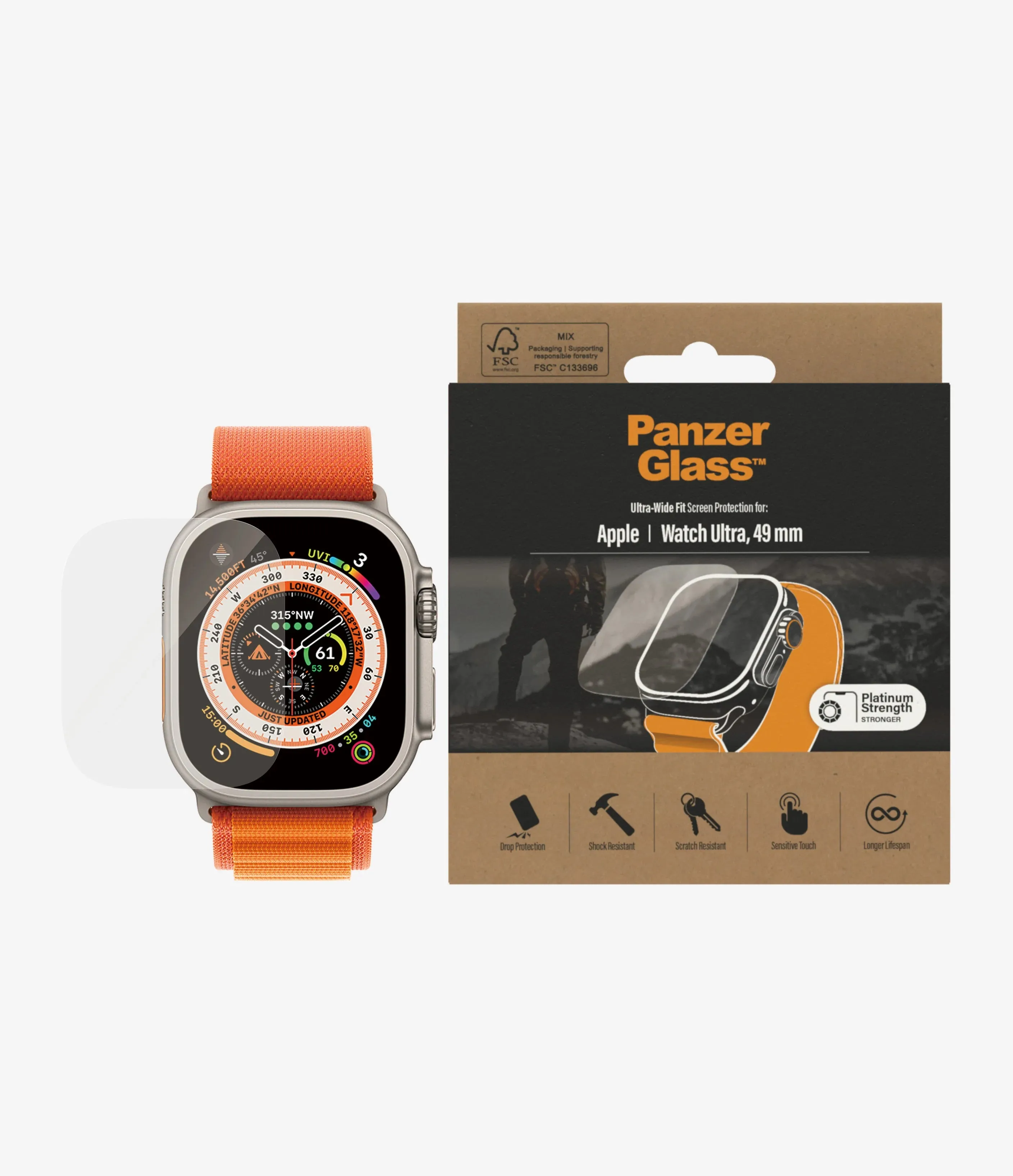 PanzerGlass Screen Protector for Watch Ultra, 49mm