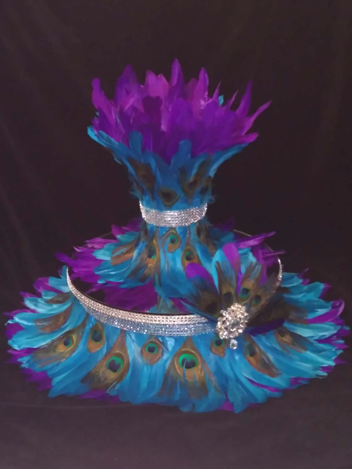 Peacock Feather & diamante design wedding cake stand  1920's  Gatsby style  round/square  all sizes