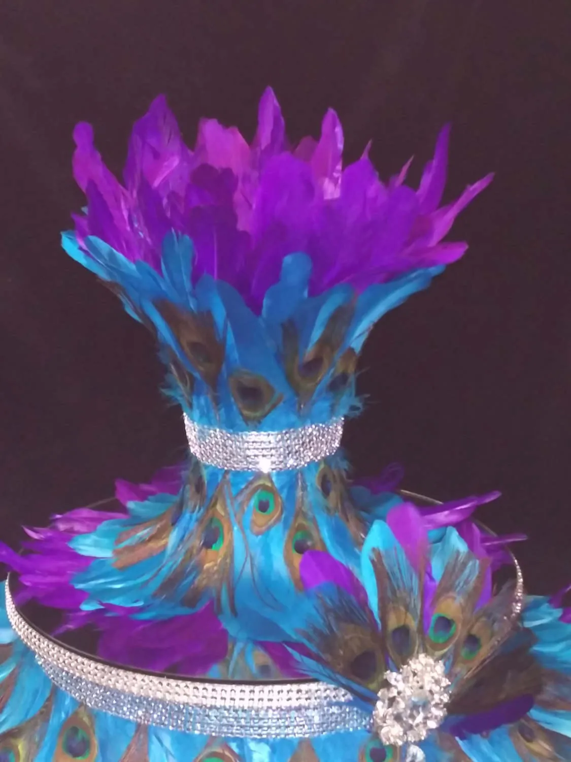 Peacock Feather & diamante design wedding cake stand  1920's  Gatsby style  round/square  all sizes