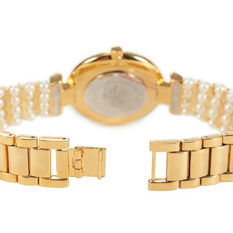 Pearl Strap Round Dial Women's Watch