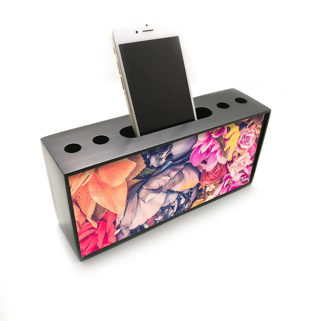 Pen Mobile Stand Holder Desk Organizer - Colorful Roses