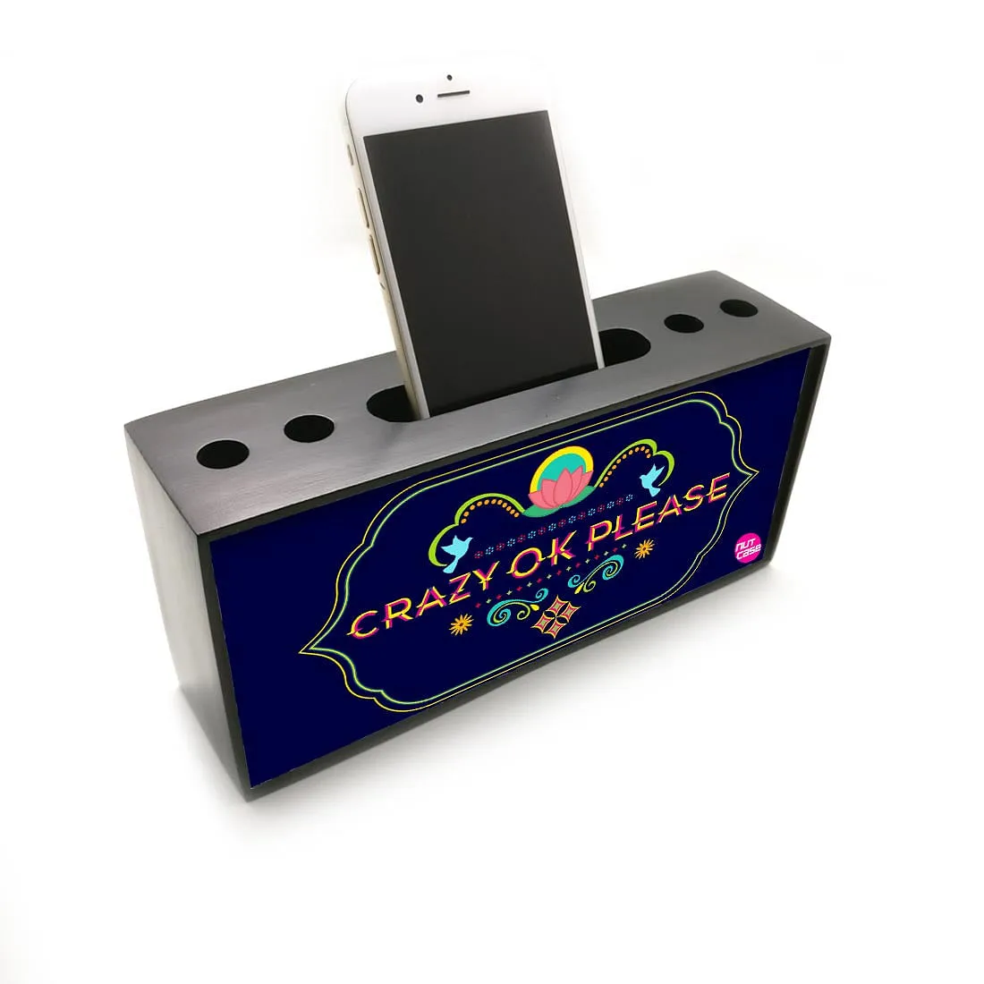 Pen Mobile Stand Holder Desk Organizer - Crazy Ok Please Blue