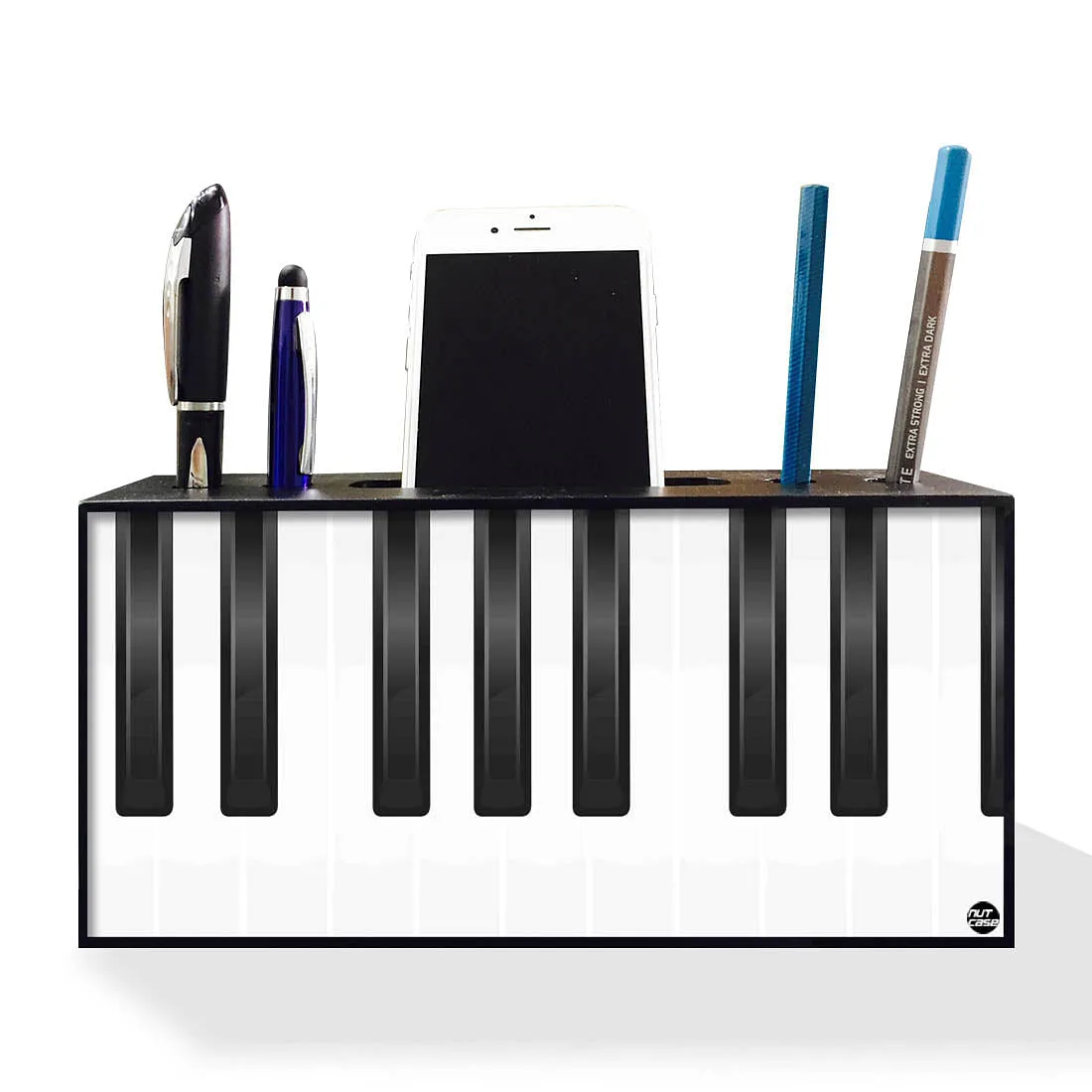 Pen Mobile Stand Holder Desk Organizer - White Piano