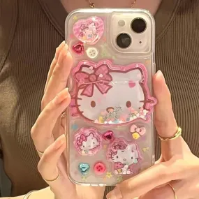 Pink Cute Kitty Quicksand iPhone Case