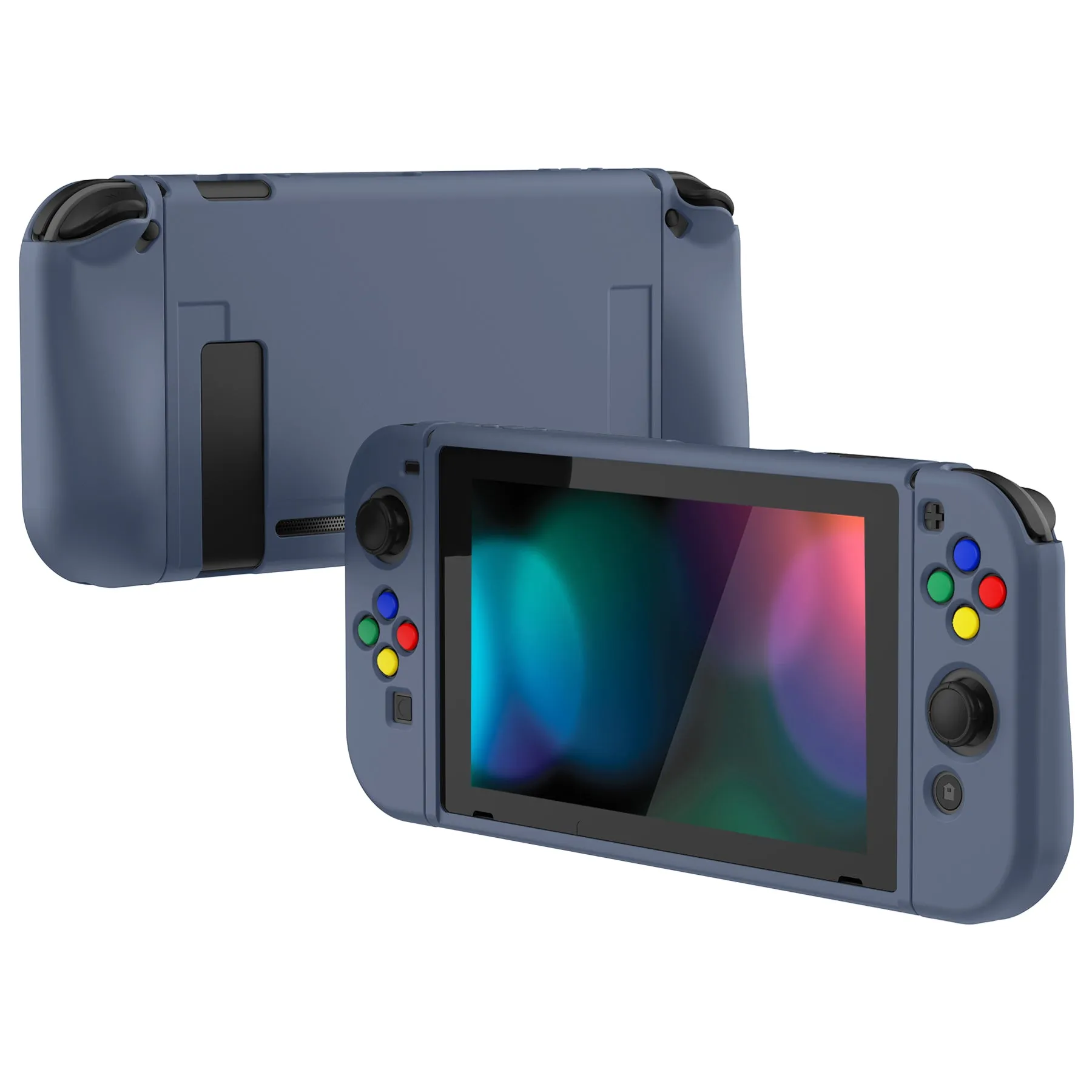 PlayVital Slate Gray Protective Case for NS Switch, Soft TPU Slim Case Cover for NS Switch Joy-Con Console with Colorful ABXY Direction Button Caps - NTU6039G2