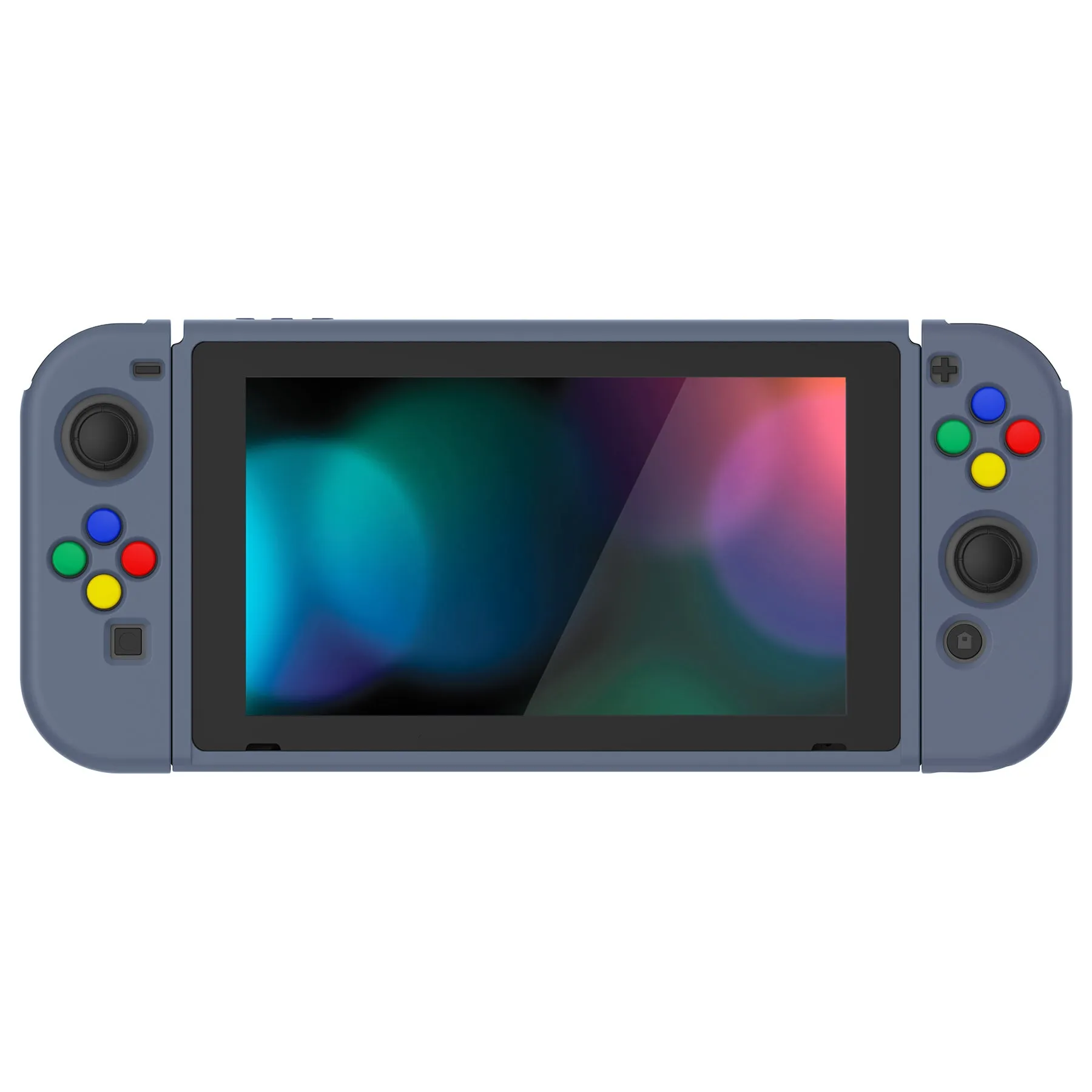 PlayVital Slate Gray Protective Case for NS Switch, Soft TPU Slim Case Cover for NS Switch Joy-Con Console with Colorful ABXY Direction Button Caps - NTU6039G2