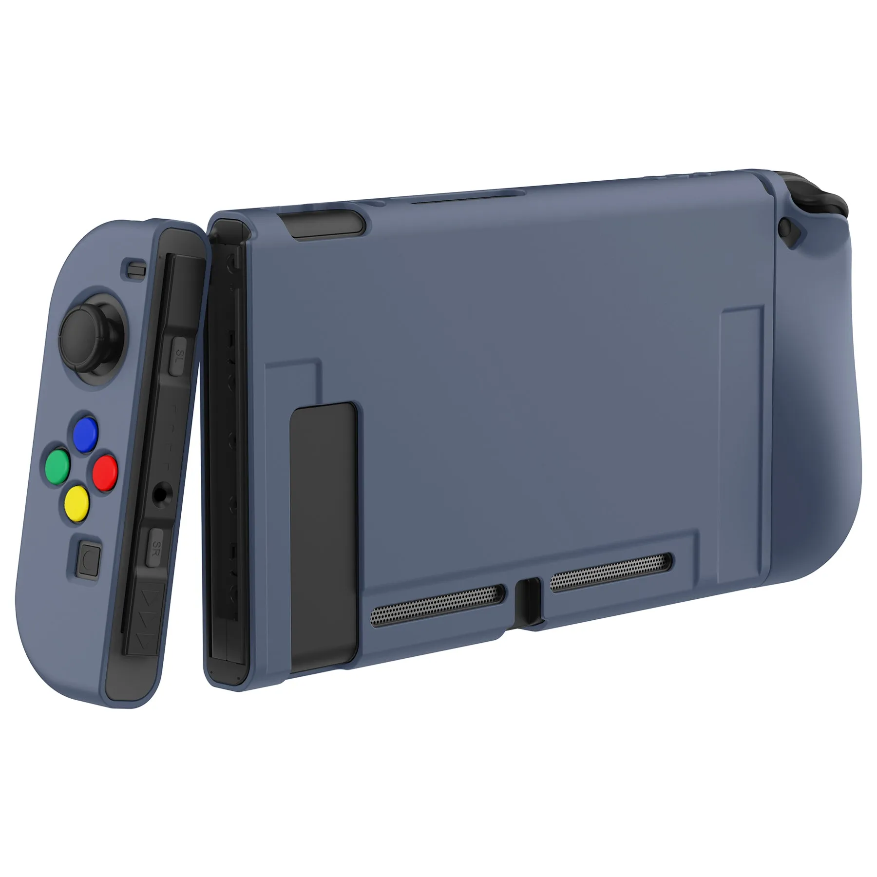 PlayVital Slate Gray Protective Case for NS Switch, Soft TPU Slim Case Cover for NS Switch Joy-Con Console with Colorful ABXY Direction Button Caps - NTU6039G2